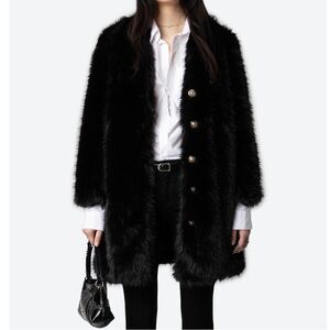 Zadig&Voltaire Black Faux Fur Coat size M